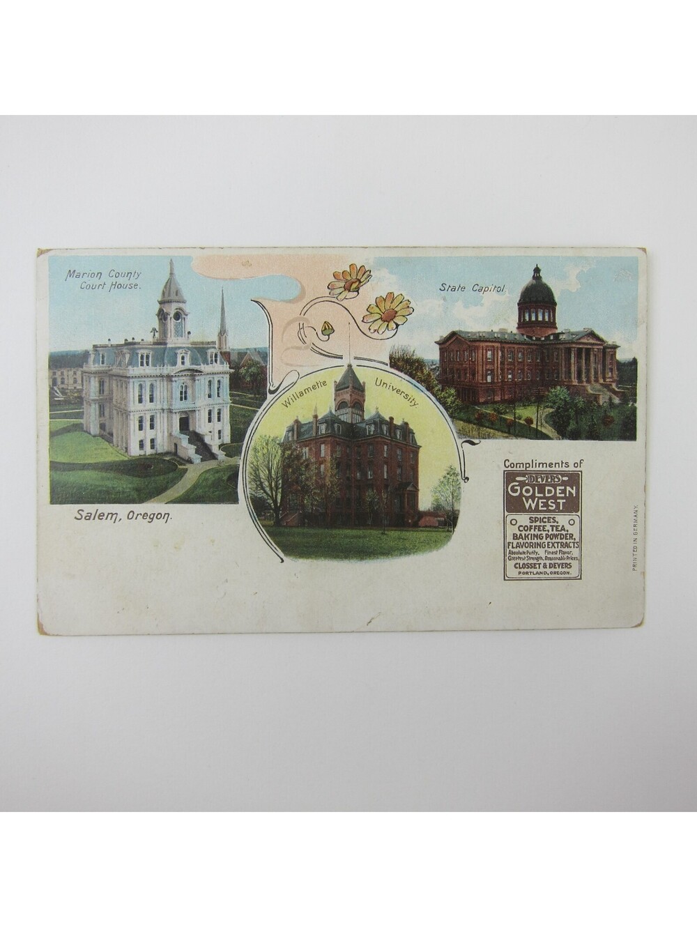 Postcard Salem Oregon State Capitol Willamette University & Court House Antique